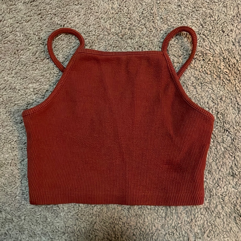 Topshop Dark Orange Crop Tank Top